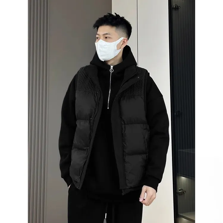 男生冬季新款简约百搭高级感潮流加厚保暖抗寒宽松白鸭绒羽绒马甲