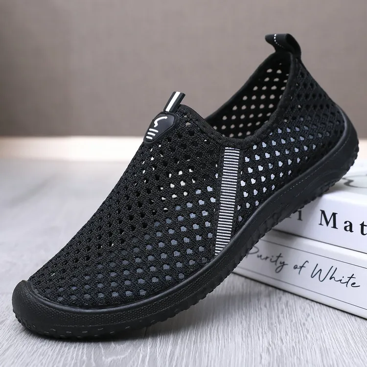 老北京布鞋男网鞋夏季透气薄款镂空软底防滑爸爸休闲鞋大网眼男鞋