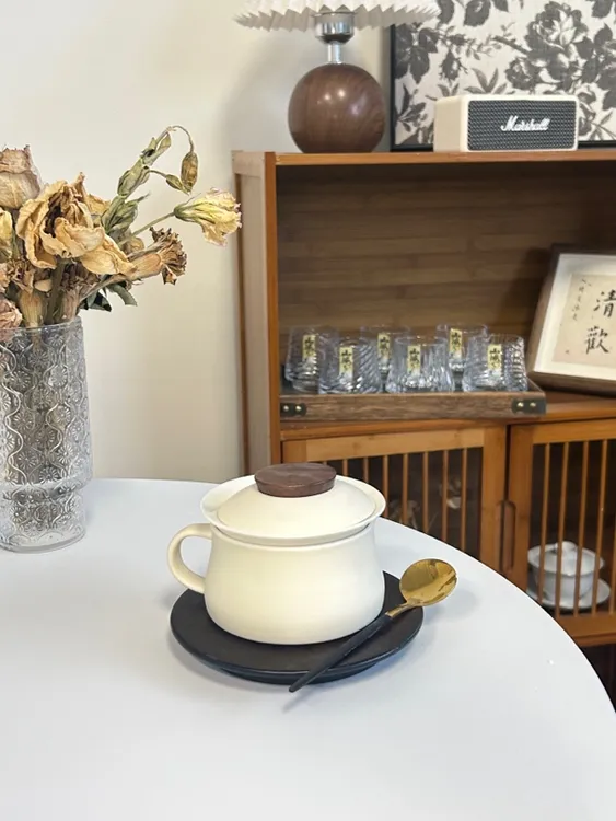 知远陶瓷轻奢茶咖茶水分离泡茶杯一体杯办公室喝茶高档咖啡杯