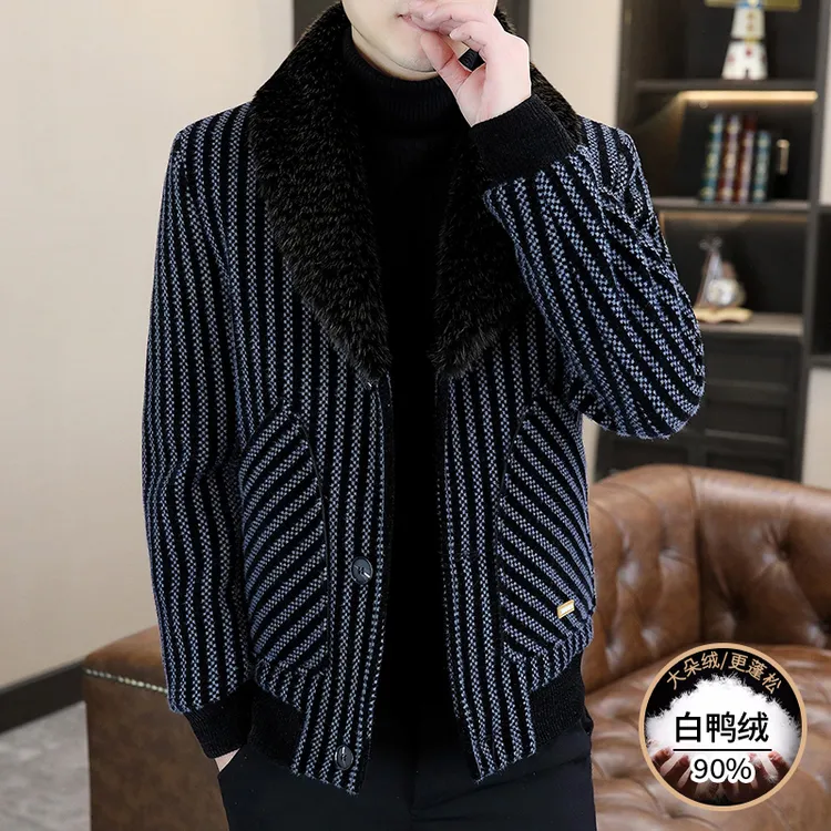 高档翻领加厚毛呢短款外套男士秋冬保暖时尚休闲呢子大衣品质男装