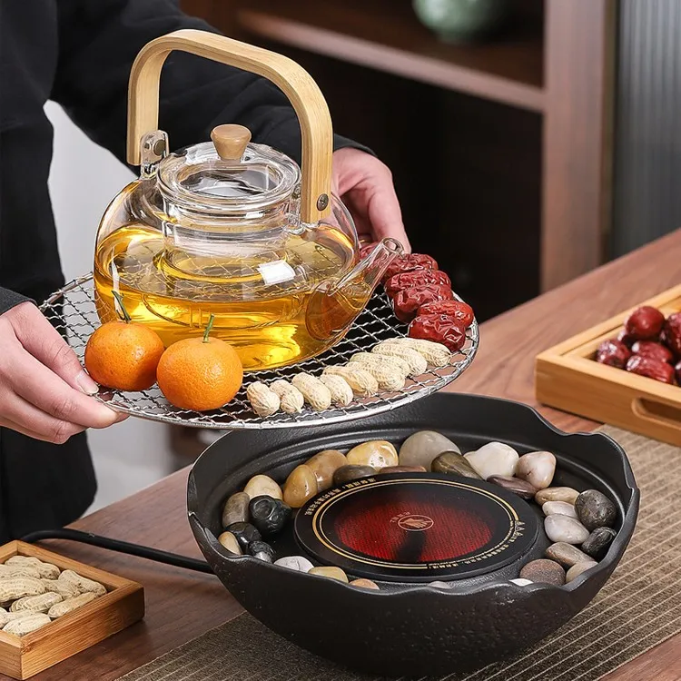 围炉煮茶器具全套家用室内轻奢烤火炉套装冬天罐罐烤奶茶壶电陶炉