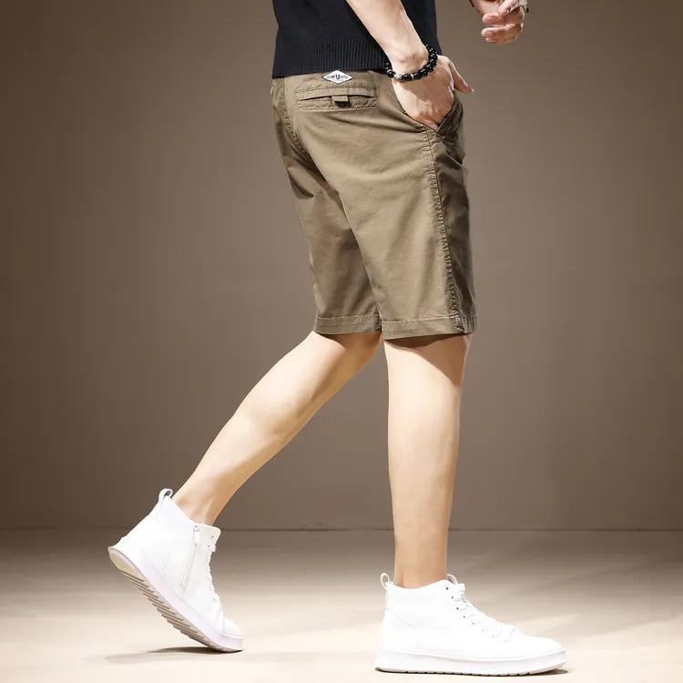 景君澜夏季薄款高端简约工装短裤男宽松直筒复古百搭休闲五分裤男