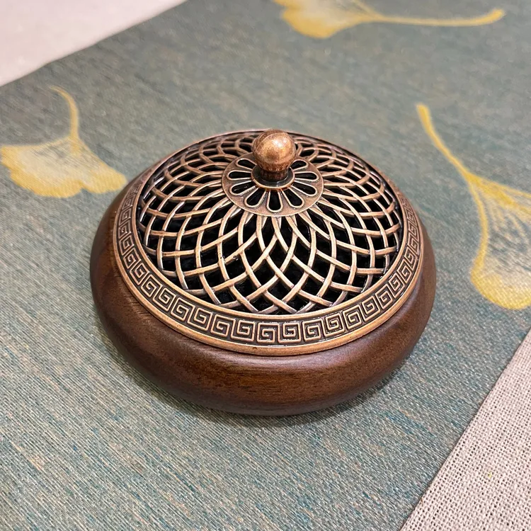 北美胡桃木禅意茶道香炉实木家用古风室内檀香沉香熏中式创意摆件