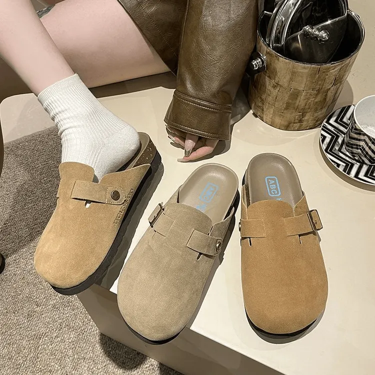 2024勃肯鞋女春季新款外穿厚底爆款博肯包头半拖鞋一脚蹬懒人单鞋