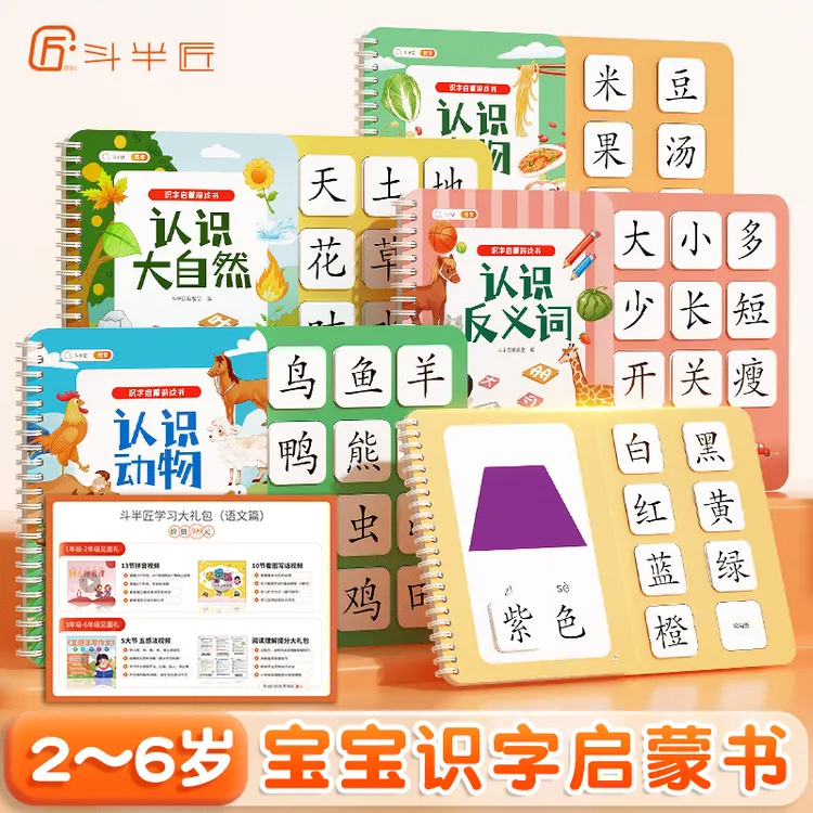 斗半匠识字启蒙游戏书2-6岁幼儿园早教学前认字卡
