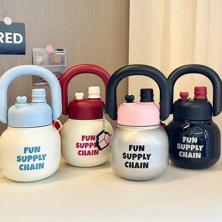 创意316不锈钢保温杯 男女生便携手提真空杯可爱网红大容量吸管杯