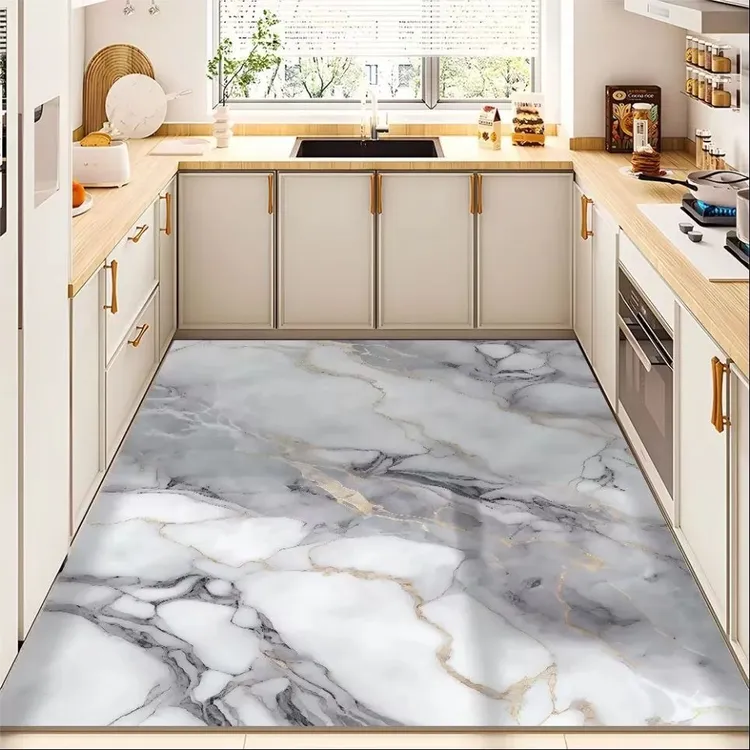 厨房地垫防滑防油可擦免洗地毯pvc防水脚垫简约整铺家用耐脏垫子