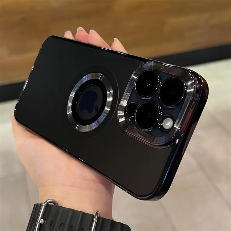 磨砂漏标磁吸自带镜头膜iPhone14手机壳苹果13promaxCD纹防尘网12