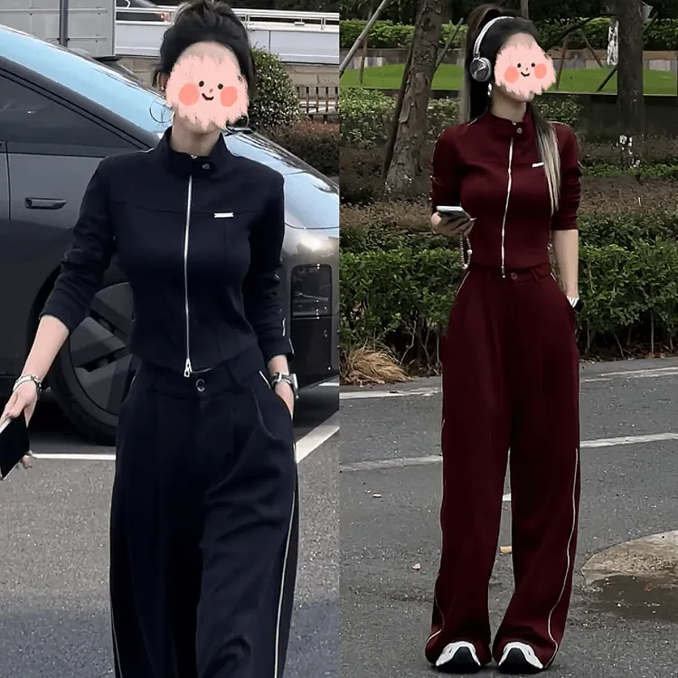 套装显瘦阔腿裤气质运动高腰时尚休闲女装网红秋冬长裤春秋长袖