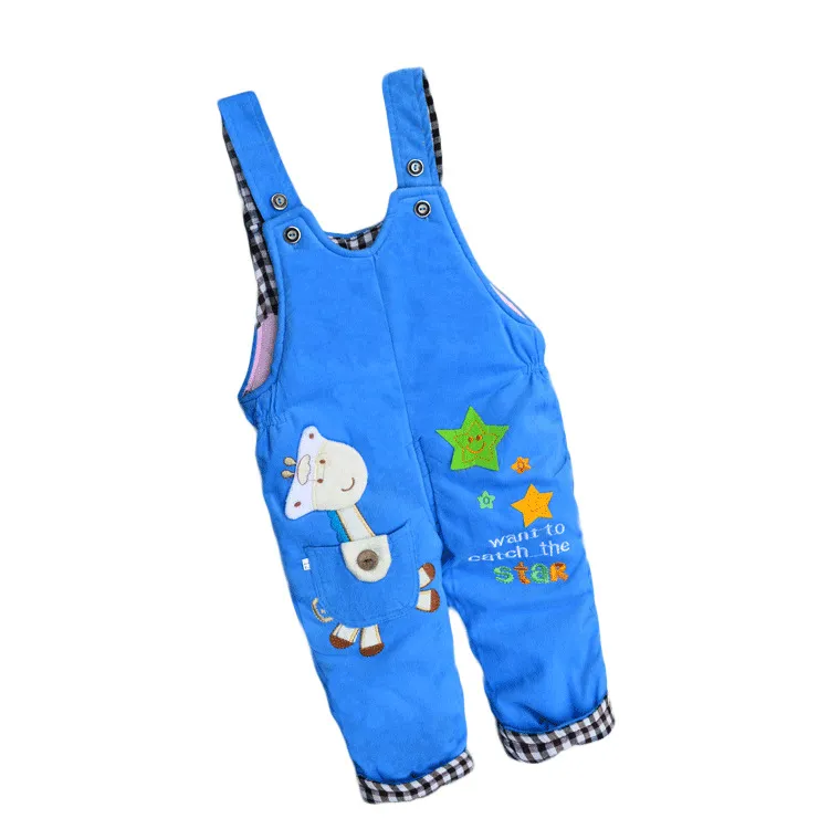 冬季宝宝灯芯绒加棉长裤小童可开裆婴幼儿童条绒加绒保暖背带棉裤