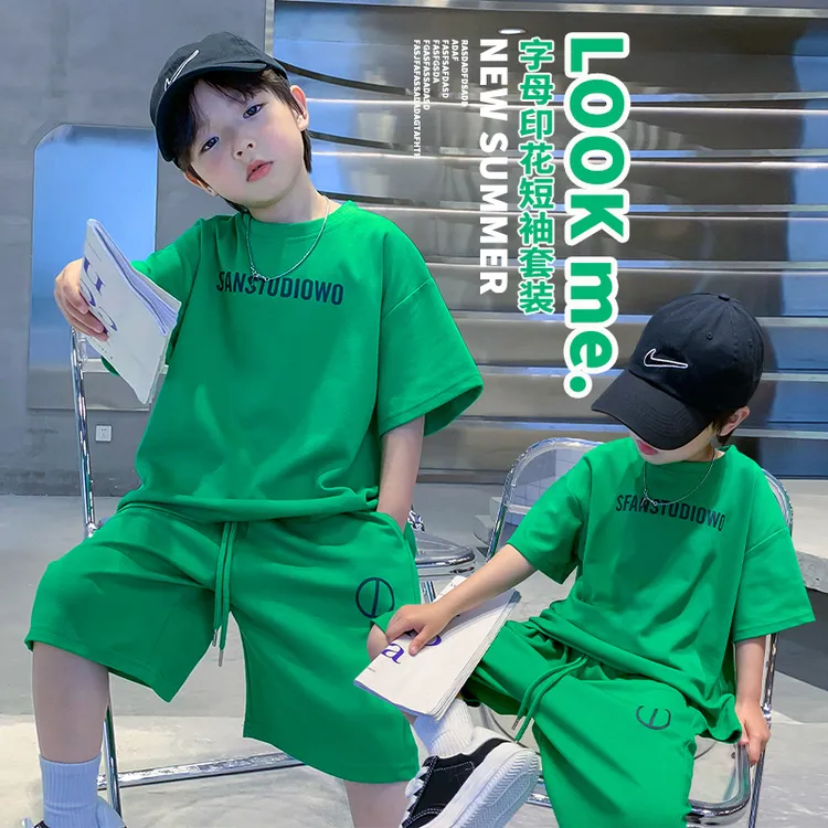 时髦潮牌中大童夏季套装2024新款儿童洋气短裤服装短袖两件套夏装