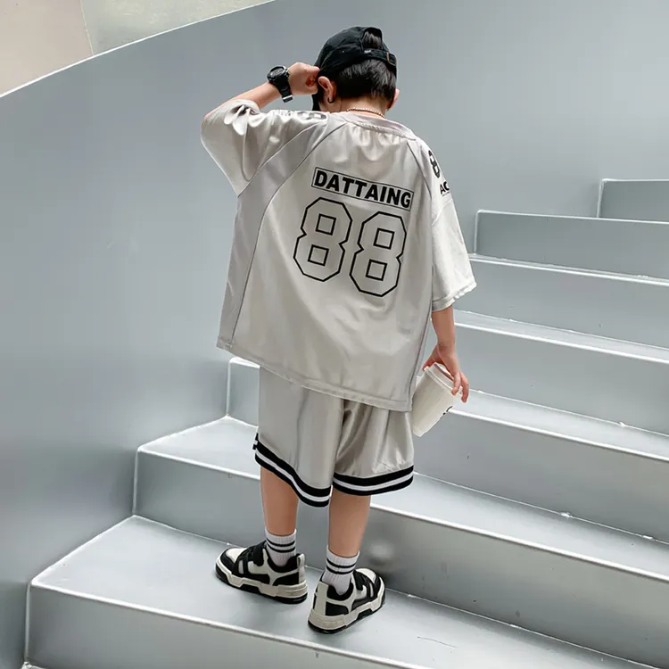 洋气韩版夏装帅气速干篮中大童时髦套装2023新款中大儿童装夏季