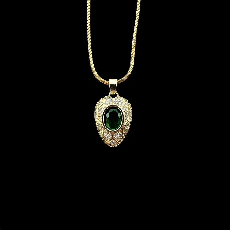 钛钢项链 精致灵蛇满钻项链气质轻奢款时尚小众复古金色镶嵌坠链