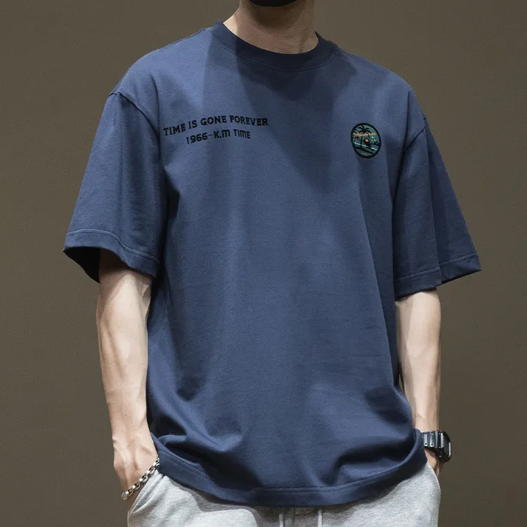 精梳棉纯棉印花短袖T恤男2025夏季新款宽松大码打底衫重磅半袖t恤