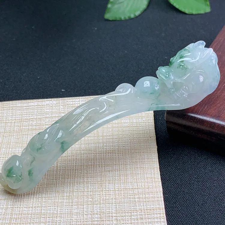 翡翠缅甸天然A货老料冰种飘花阳绿色望子成龙玉手牌挂件吊坠挂坠