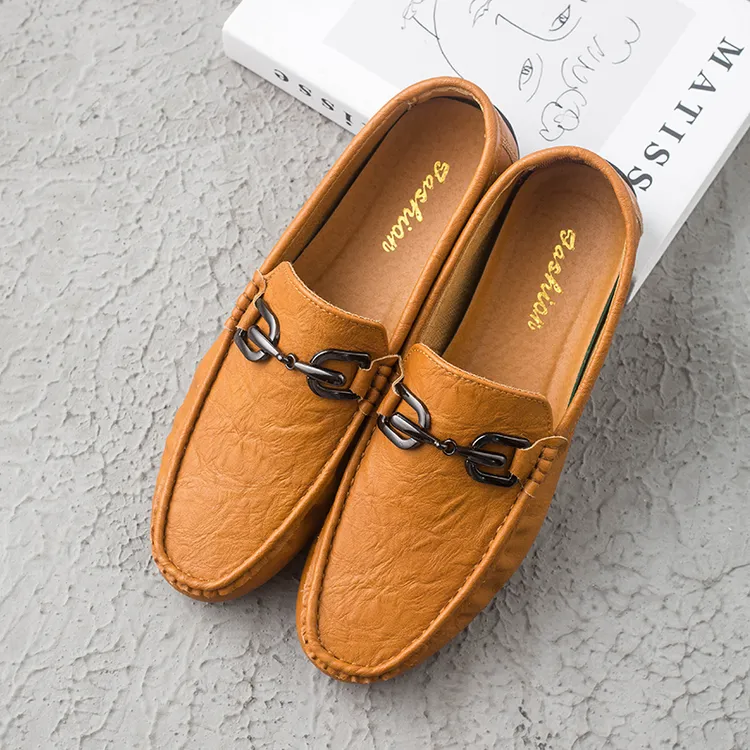 2025年秋季男士休闲豆豆鞋韩版舒适潮流皮鞋软面懒人一脚蹬乐福鞋