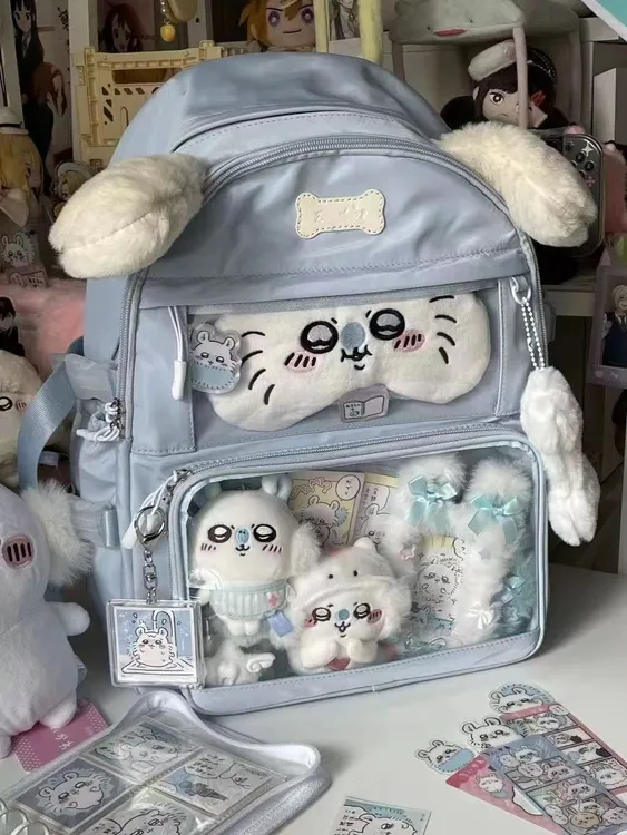 2024自制双肩包可爱耳朵双肩原创大容量可爱小狗汪汪痛包学生书包