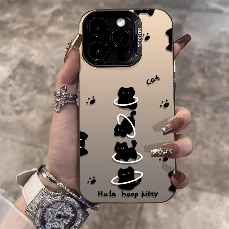 可爱呼啦圈猫适用苹果15promax趣味手机壳iPhone13网红11防摔12