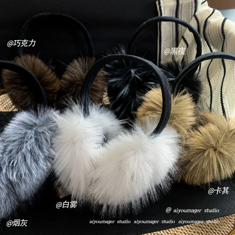 毛绒耳套女冬耳包护耳仿貉子可爱狐狸毛保暖骑车防冻捂子耳罩冬季