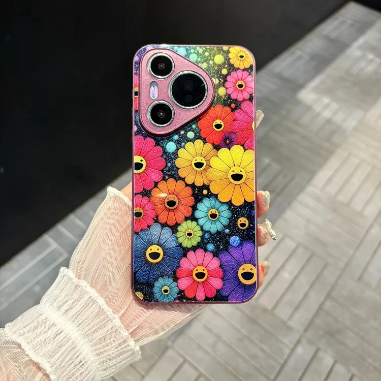 苹果/华为/oppo/vivo/小米 炫彩太阳花适用pura70肤感玻璃手机壳
