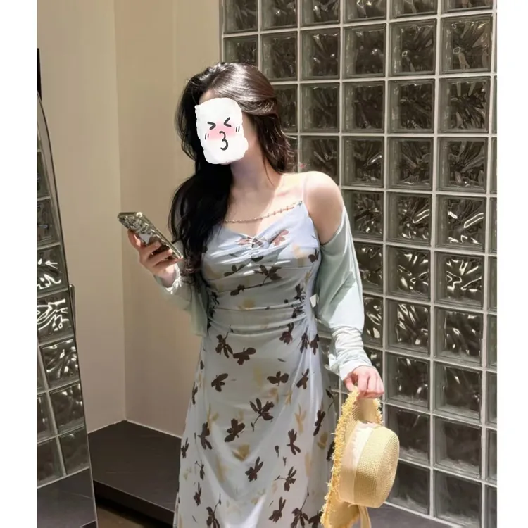 夏季新款收腰气质设计感吊带连衣裙86238