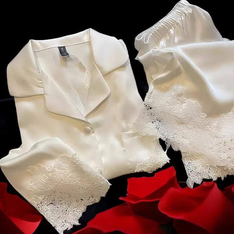 睡衣女春秋季轻奢精致气质高级感薄款白色两件套家居服夏季