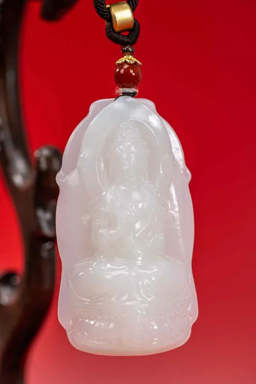 羊脂白玉坐莲观音精雕菩萨玉佩男女款挂件