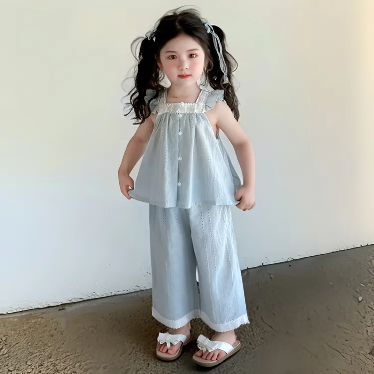 韩版女童套装夏装儿童女孩无袖清新甜美洋气可爱宽松亲肤透气舒适
