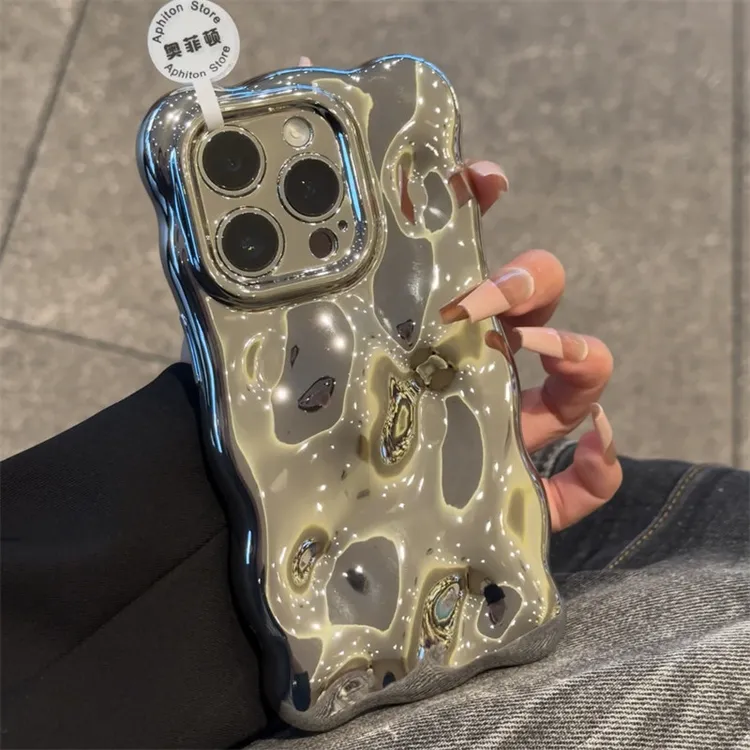 奥菲顿高级电镀褶皱纹适用苹果16promax手机壳iPhone15新款14软13