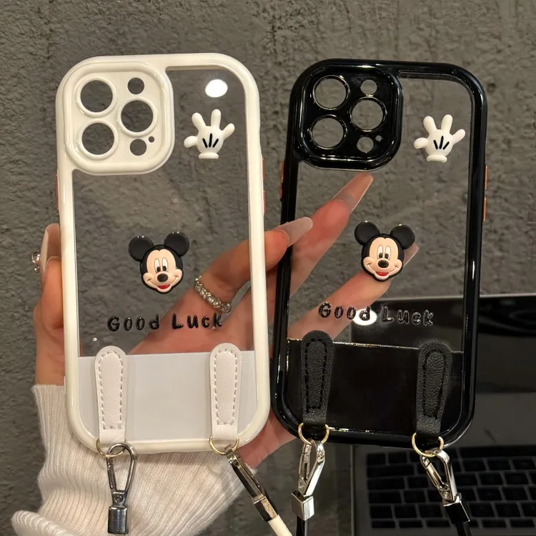 白色米奇适用苹果17pro手机壳iPhone16奶油壳mate70华为p简约小米