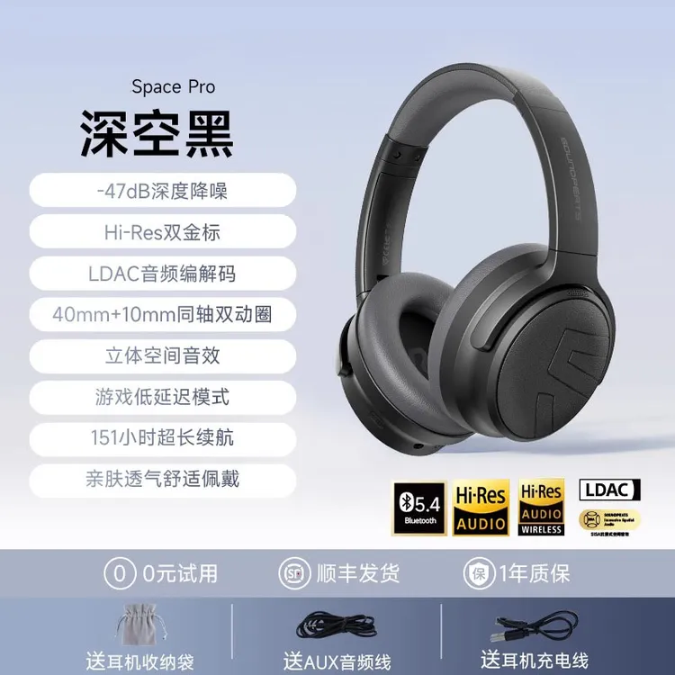 2025新款主动降噪头戴式耳机游戏电竞高音质监听低延迟柏林之声