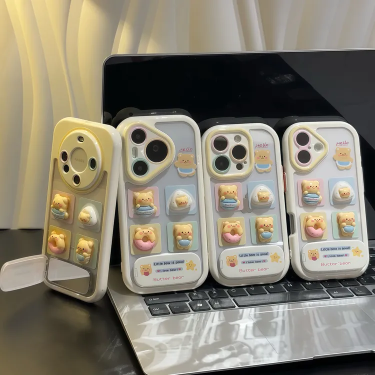 BANCA黄油小熊支架适用苹果16手机壳iPhone15小米14女13vivoppo华