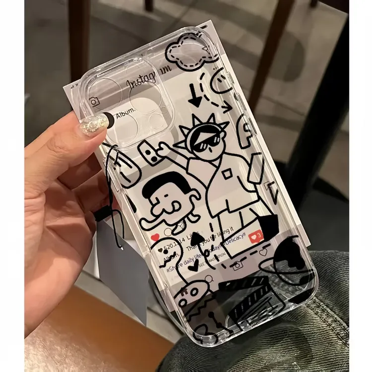 抽象线条涂鸦适用苹果17/16Pro手机壳华为畅享oppo小米vivo一加13