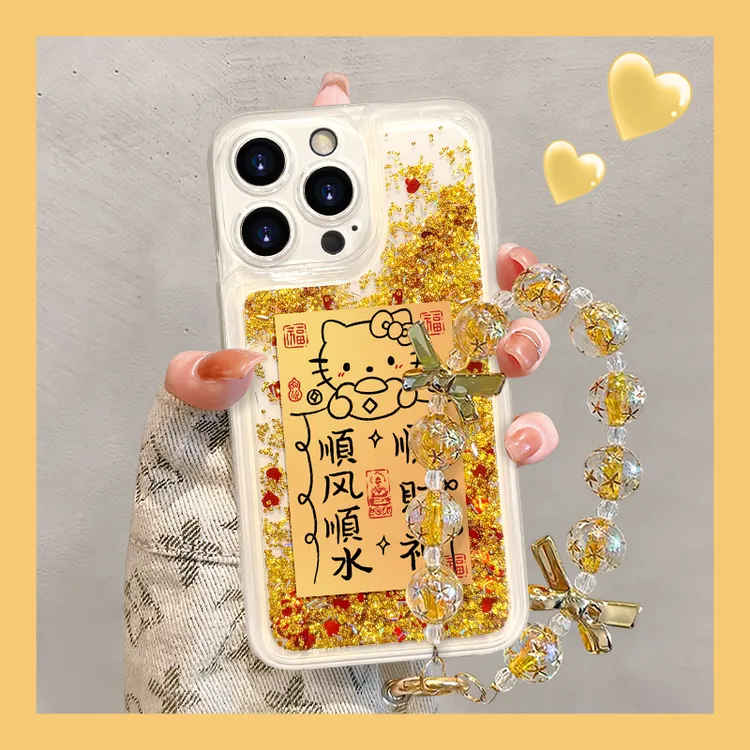 适用于苹果16/oppo华为vivo元宝KT猫手机壳网红可爱创意流沙壳新