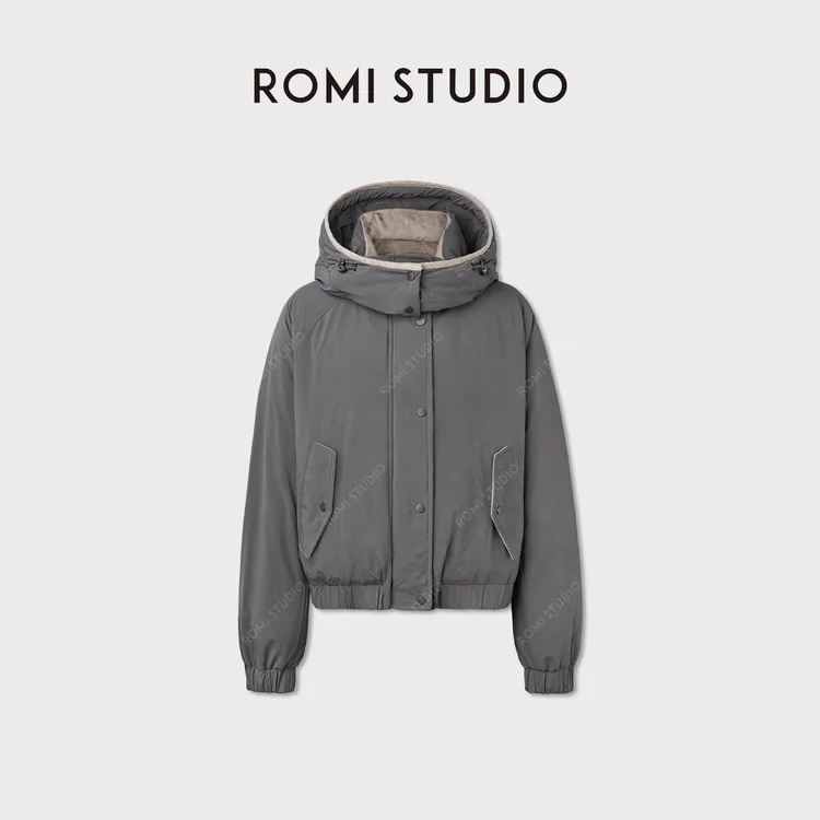 ROMI STUDIO90白鹅绒+绵羊毛正反两穿三防连帽羽绒外套RWCWWG5705