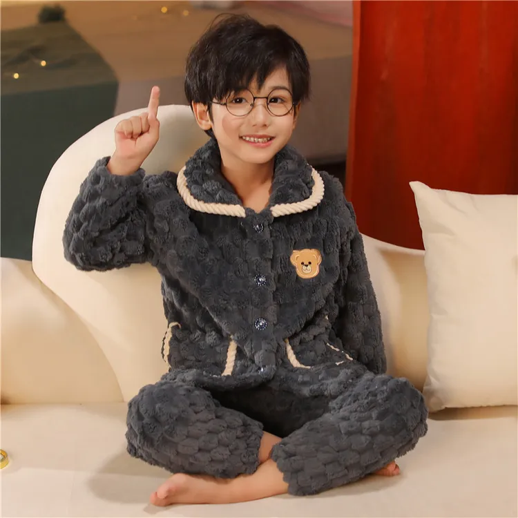 儿童套装23秋冬款男女童冬装加绒加厚保暖洋气家居服两件套睡衣