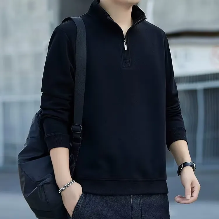 仓石一树2025新款早秋季男士卫衣宽松立领半拉链休闲套头长袖上衣