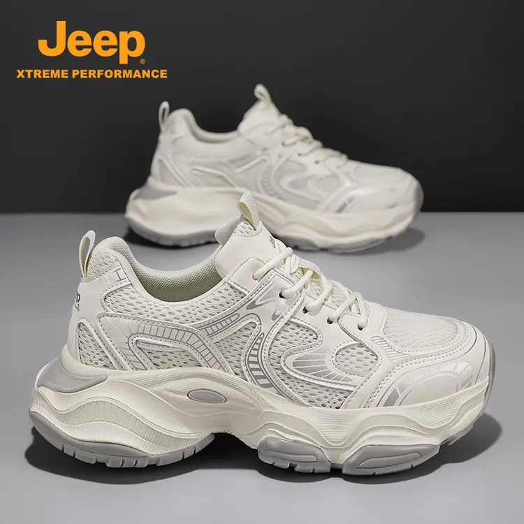 jeep吉普男鞋2025新款秋季透气网面运动鞋子百搭增高夏天老爹潮鞋