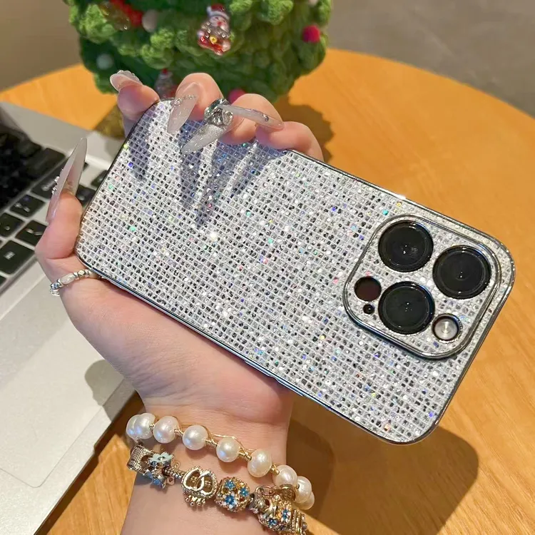 奥菲顿轻奢银色小香风细闪适用iPhone16手机壳小米17vivo华为oppo