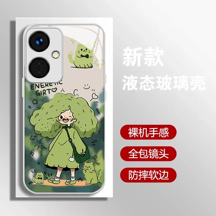 适用荣耀400系列可爱森林小女孩金属漆水凝防摔保护手机壳