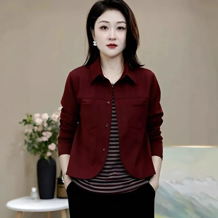 时尚假两件长袖衬衫女2025秋季新款洋气显瘦小个子百搭衬衣上衣潮