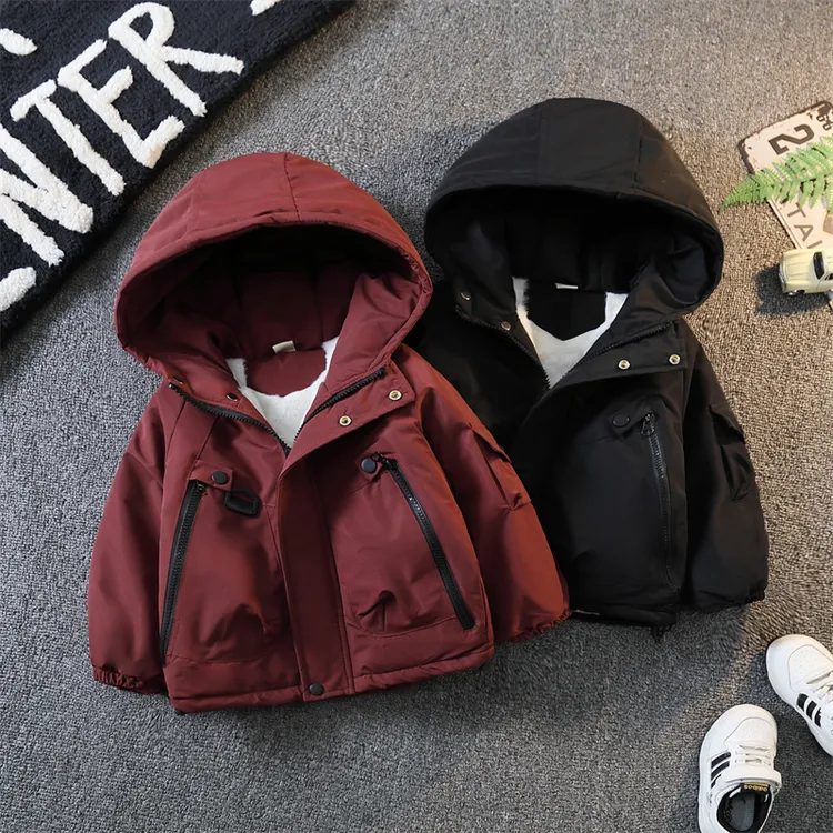 男童二棉外套冬季儿童冲锋衣加绒夹棉加厚2025新款宝宝风衣棉服