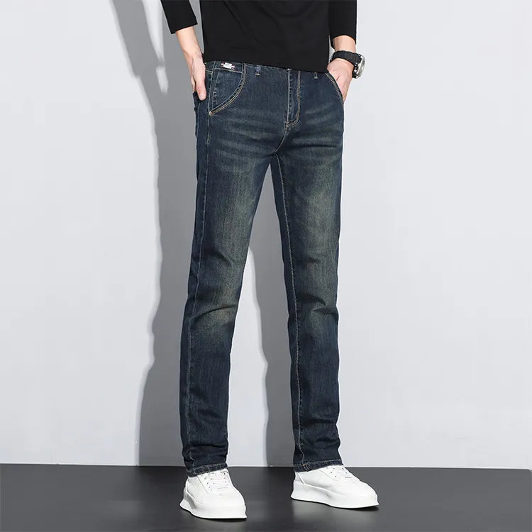 秋季新款长裤男水洗牛仔裤修身小脚裤潮牌百搭弹力休闲显瘦男裤子