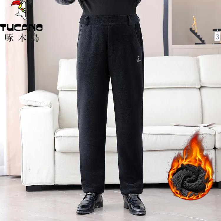爸爸加绒裤子男秋冬季新款中老年男士休闲裤老人冬装加厚棉裤外穿