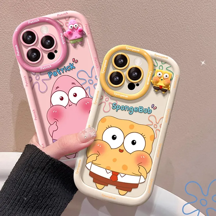 可爱派大星公仔挂绳适用苹果15pro手机壳女生卡通iphone13/14软壳