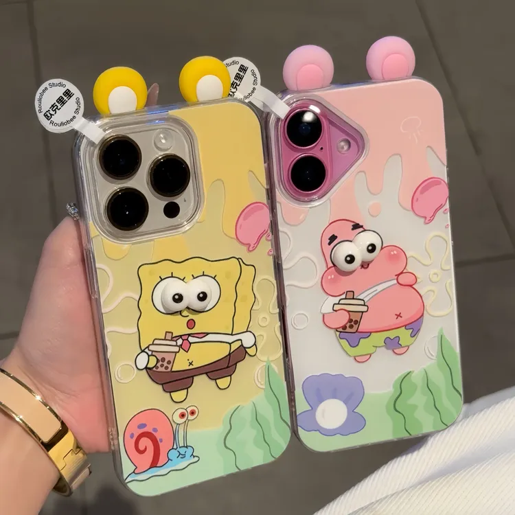 欧克里里大眼睛海绵派大星适用苹果16/15手机壳华为vivo小米oppo