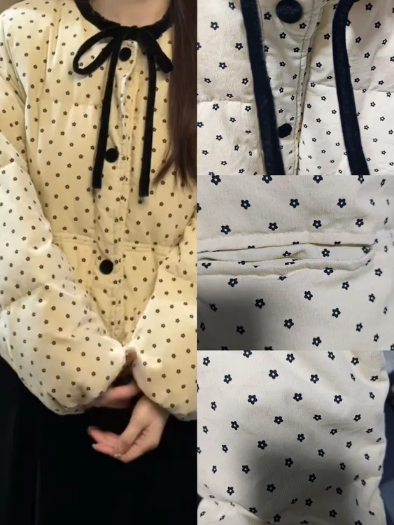 2025年冬韩系小花抽绳羽绒服