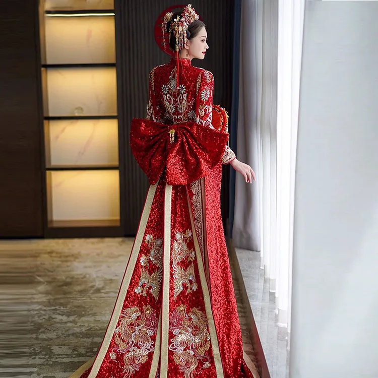 秀禾服2025年新款新娘新式秀和服重工中式敬酒婚服拖尾出阁服礼服