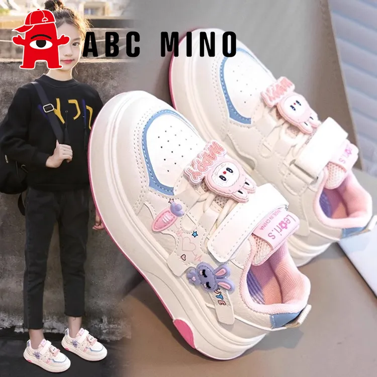 ABC MINO拉布布女童运动鞋秋季软底儿童鞋子小白板鞋女孩休闲轻便