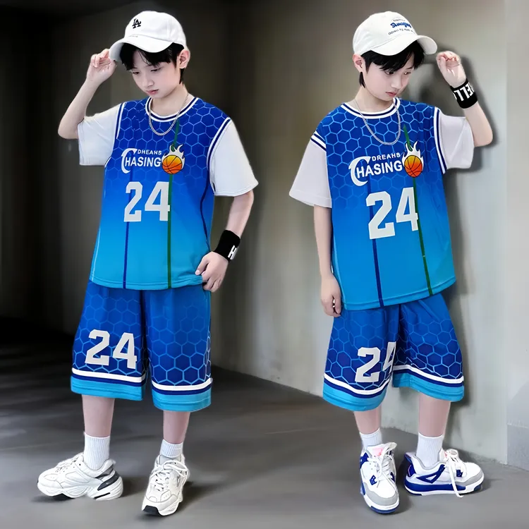 印花男童夏装套装男孩儿童户外短袖运动休闲亲肤宽松透气潮流洋气